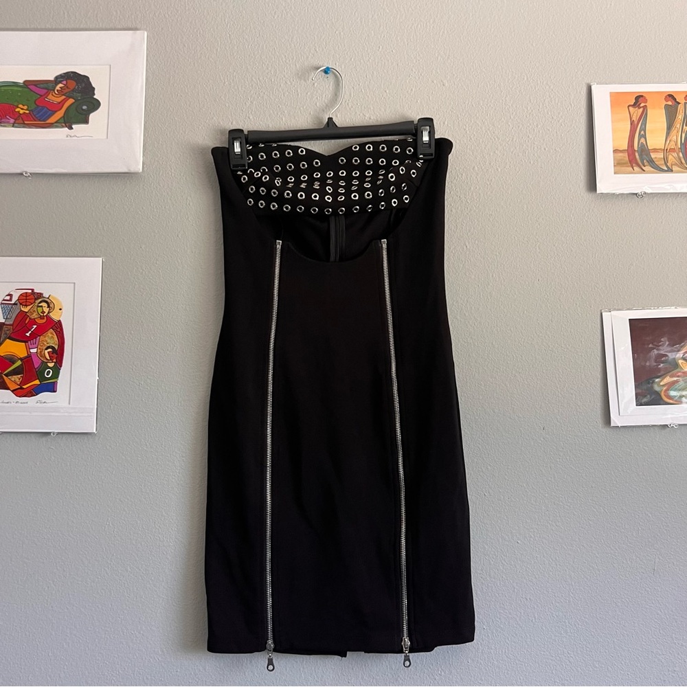 Elegant Black Dress with Eyelet Detail